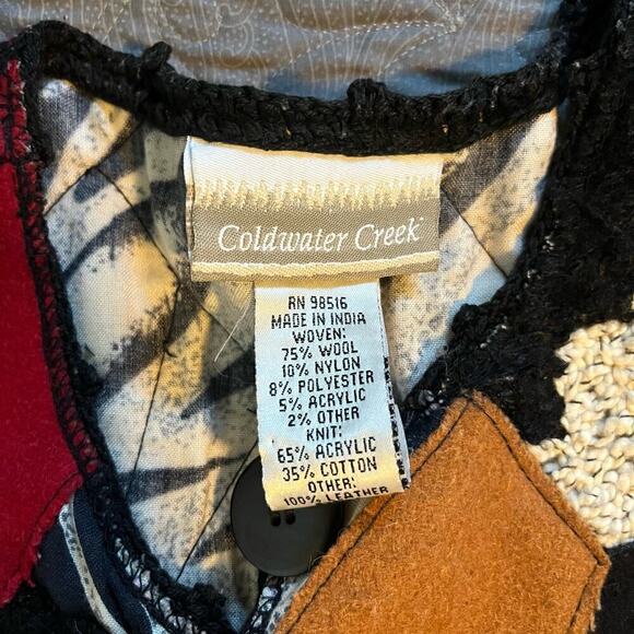 Coldwater creek patchwork mixed print wool‎ blend cardigan jacket women’s medium - Picture 4 of 10